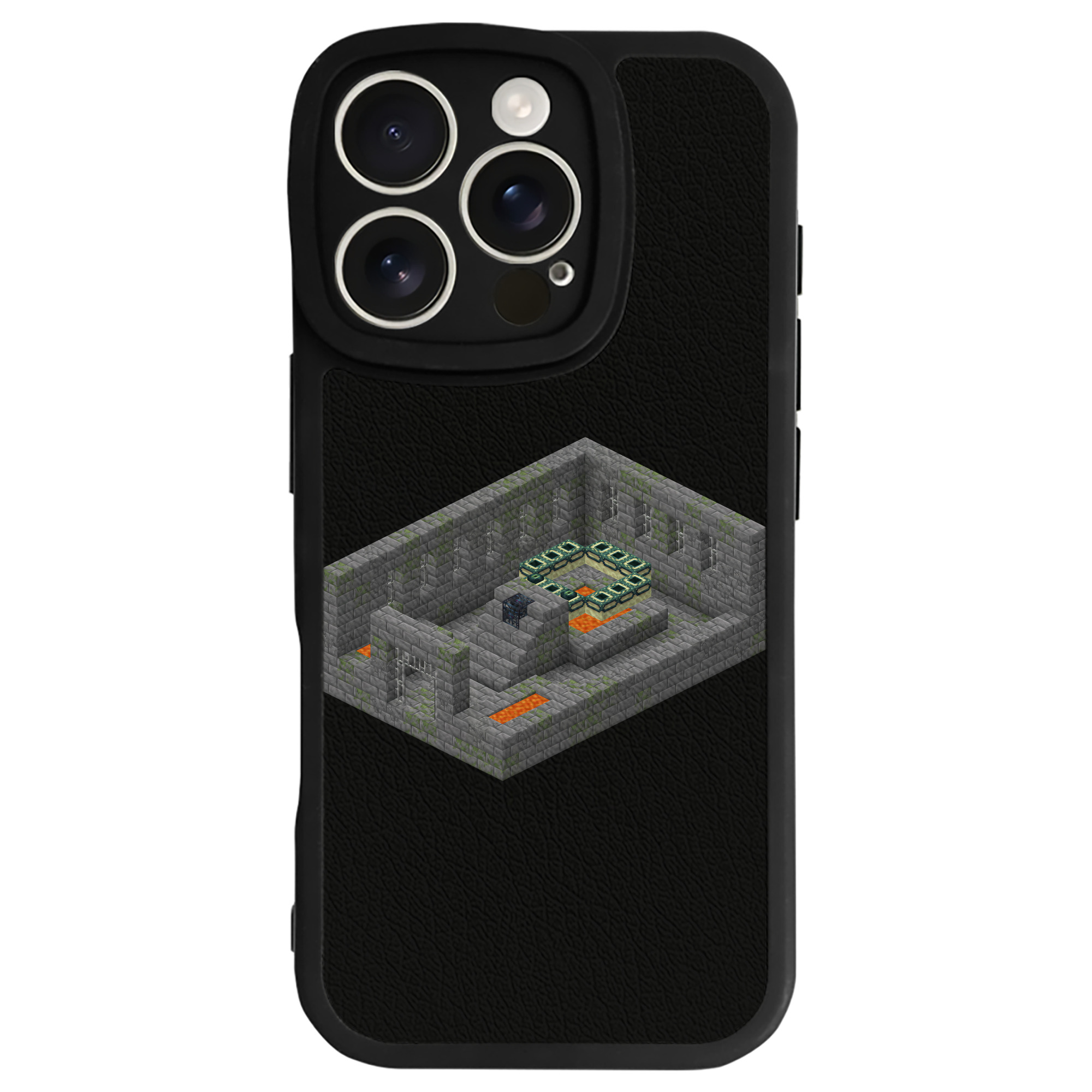 （画像用） マインクラフト ブロックの世界 Minecraft MC Block world 【iPhone 16シリーズ対応】シリコンスマホケース（レザー調） 材質：シリコン